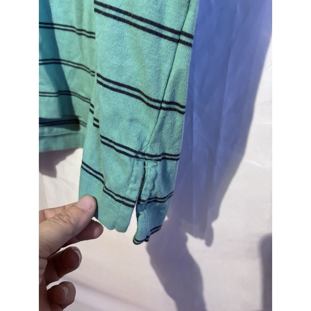 Bixby Nomad Men’s Polo Shirt XL Teal Blue Striped Short Sleeve Casual - Picture 3 of 9